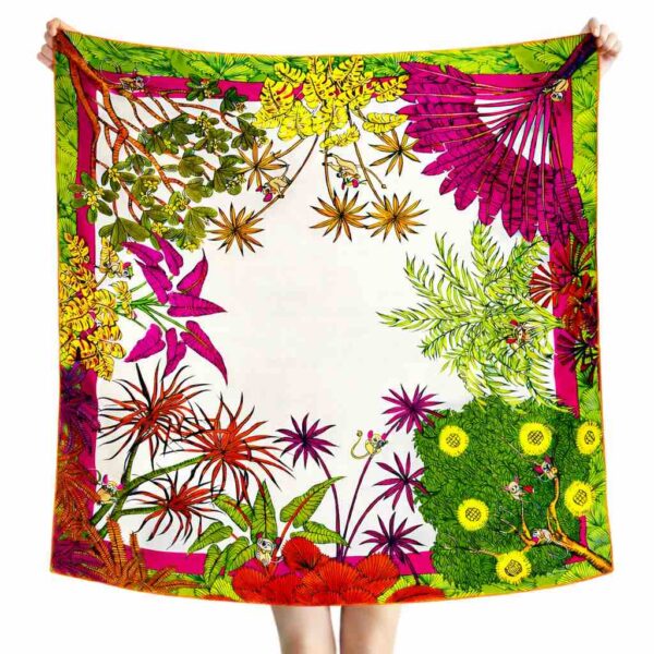 Gubat (Green and Pink) 90x90 Silk Scarf